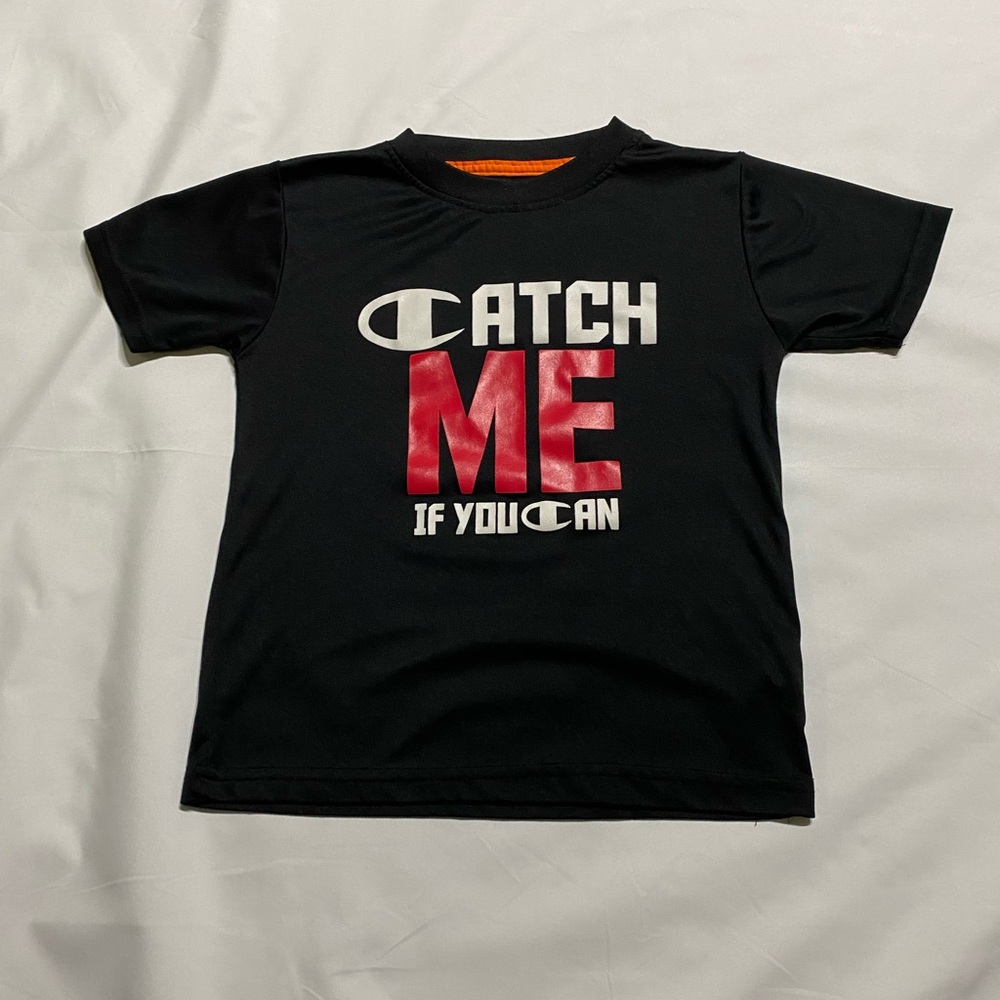 Champion kids size Small 5-6, Boys.  “Cath Me If You Can” shirt. Polyester EUC